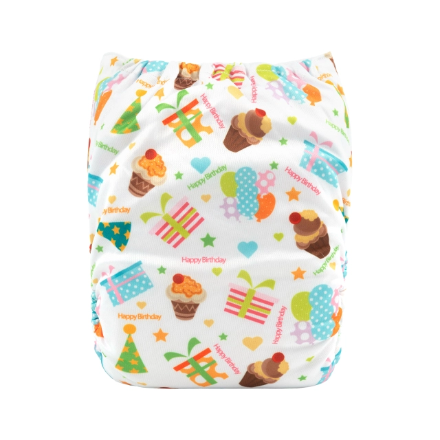 ALVABABY One Size Print Pocket Cloth Diaper-Birthday Cakes(H394A)