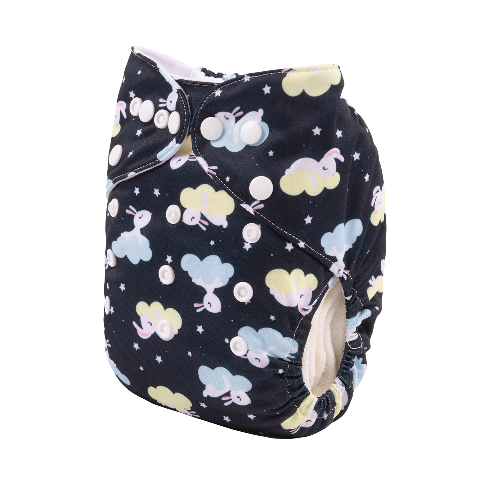 ALVABABY Print Cloth Diaper - One Size Adjustable Washable & Reusable Diaper for Babies and Toddlers (Rabbit in Clouds, H395A)