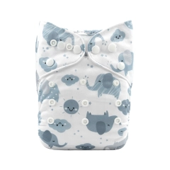 ALVABABY One Size Print Pocket Cloth Diaper-Elephant (H396A)