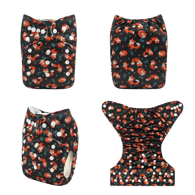 ALVABABY One Size Print Pocket Cloth Diaper-Foxes(H391A)