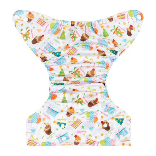 ALVABABY One Size Print Pocket Cloth Diaper-Birthday Cakes(H394A)