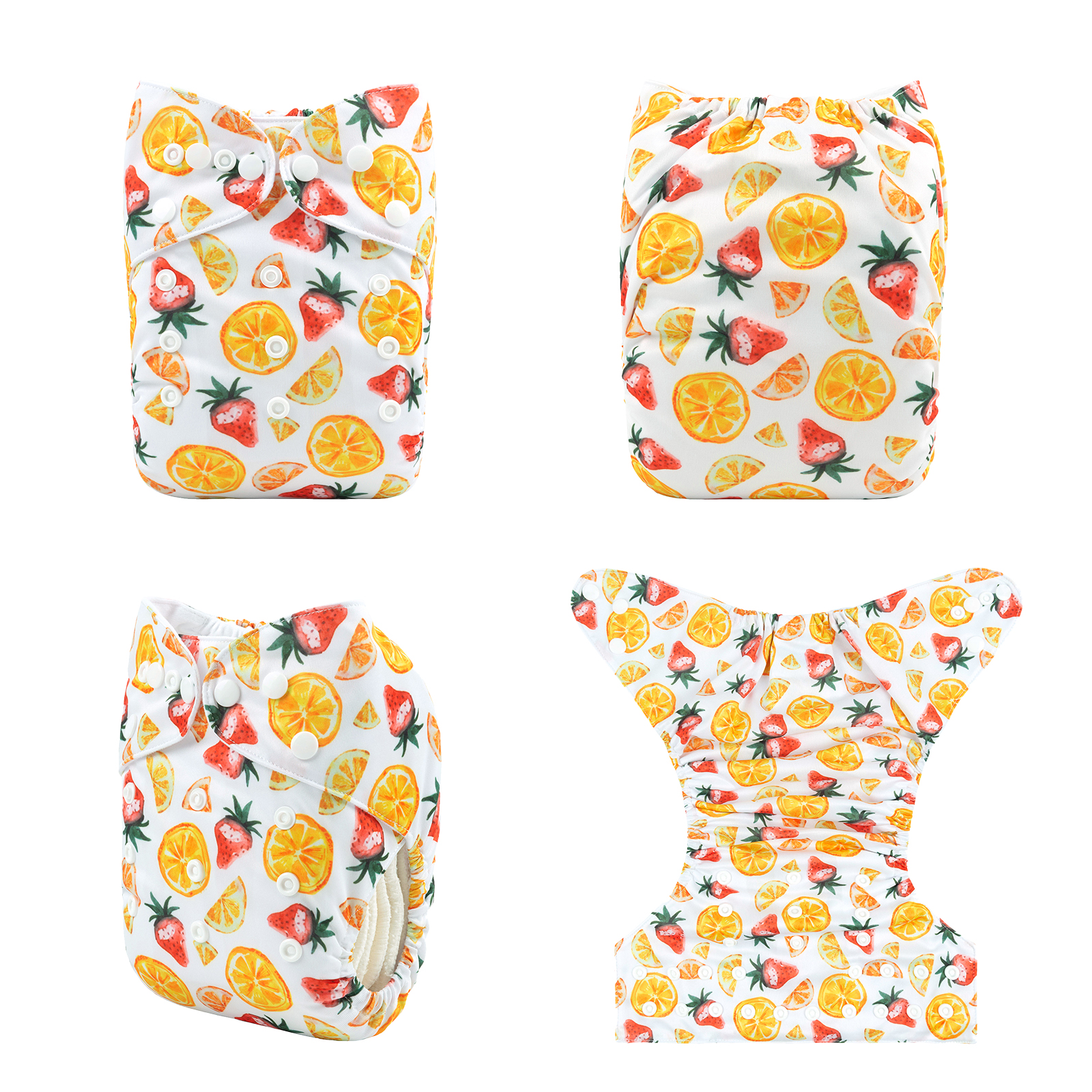 ALVABABY One Size Print Pocket Cloth Diaper-Strawberry&Orange(H390A)