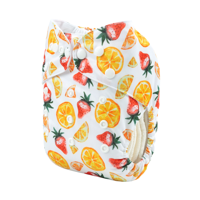 ALVABABY One Size Print Pocket Cloth Diaper-Strawberry&Orange(H390A)