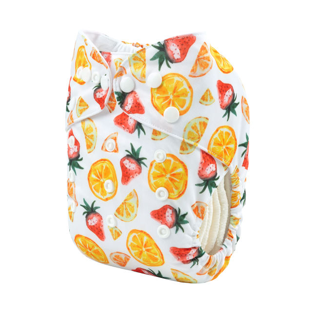 ALVABABY One Size Print Pocket Cloth Diaper-Strawberry&amp;Orange(H390A)