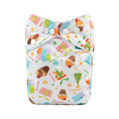 ALVABABY One Size Print Pocket Cloth Diaper-Birthday Cakes(H394A)