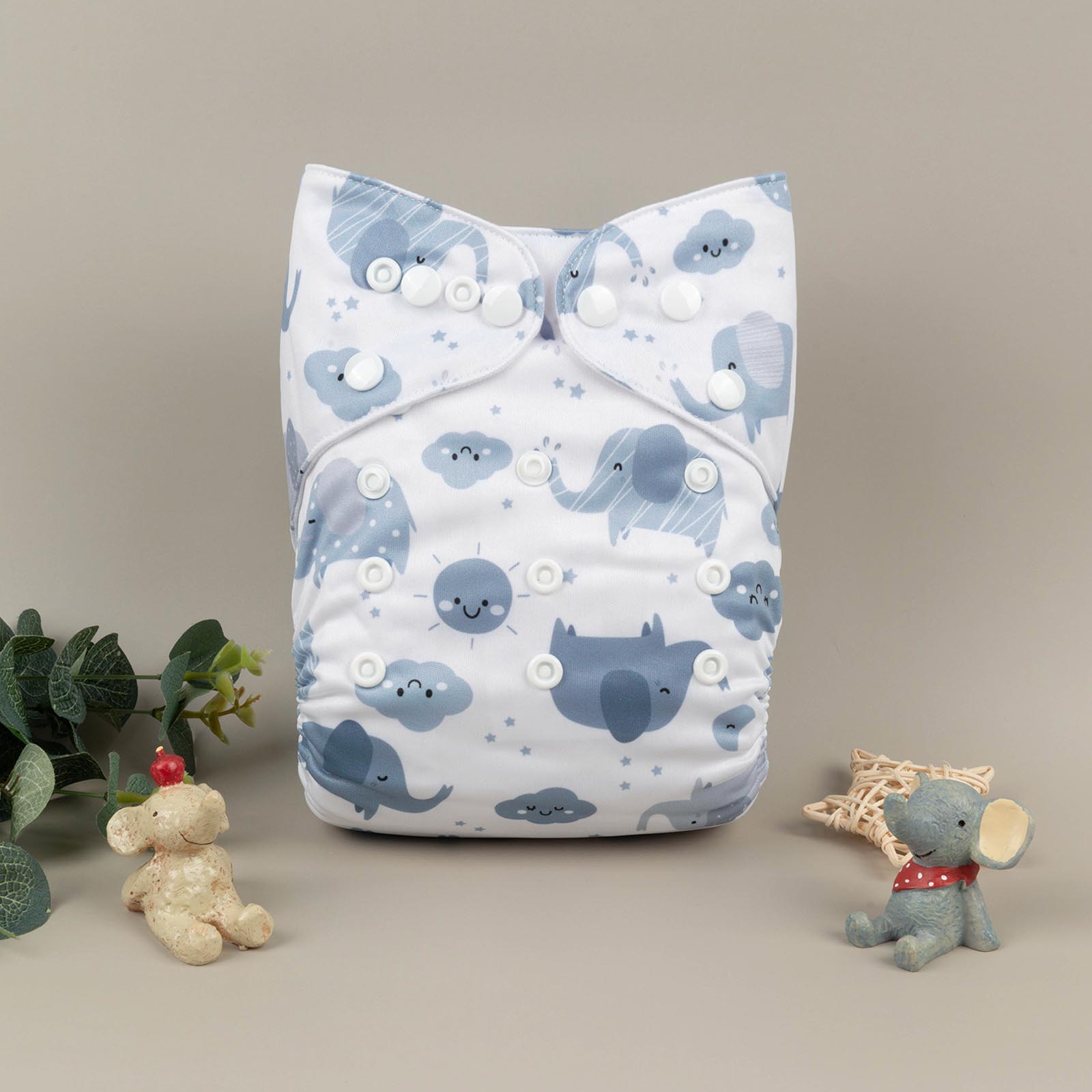 ALVABABY Print Cloth Diaper - One Size Adjustable Washable & Reusable Diaper with Pocket for Babies- (Elephant, H396A)