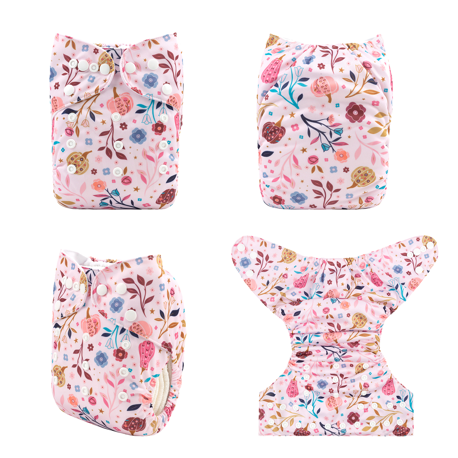 ALVABABY Print Cloth Diaper - One Size Adjustable Washable & Reusable Diaper for Babies and Toddlers (Pumpkin Plants, H393A)