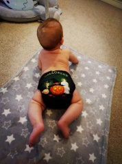 ALVABABY Halloween One Size Positioning Printed Cloth Diaper pumpkin lantern  (QD37A)
