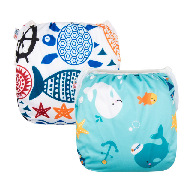 ALVABABY 2PCS Printed Swim Diapers (2SW-WZ04)
