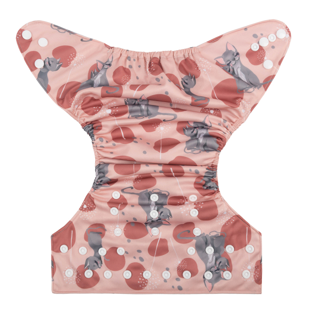 ALVABABY One Size Positioning Printed Cloth Diaper -Animals(YDP119A)