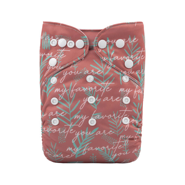 ALVABABY One Size Positioning Printed Cloth Diaper -Leaves(YDP120A)