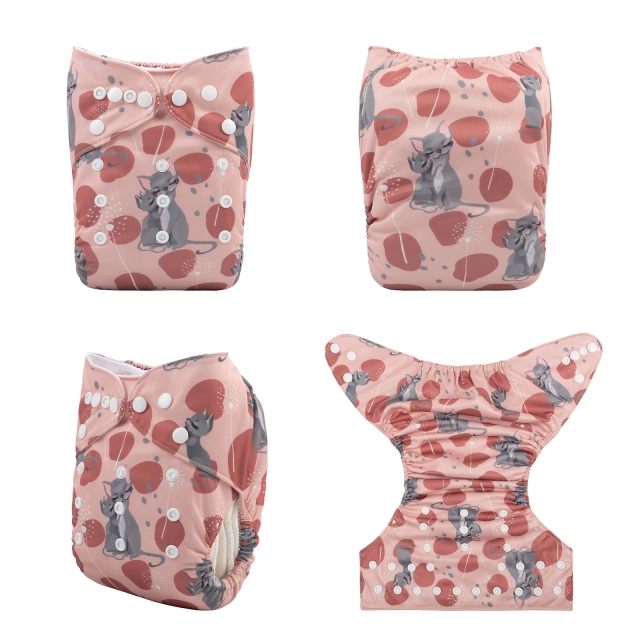 ALVABABY One Size Positioning Printed Cloth Diaper -Animals(YDP119A)