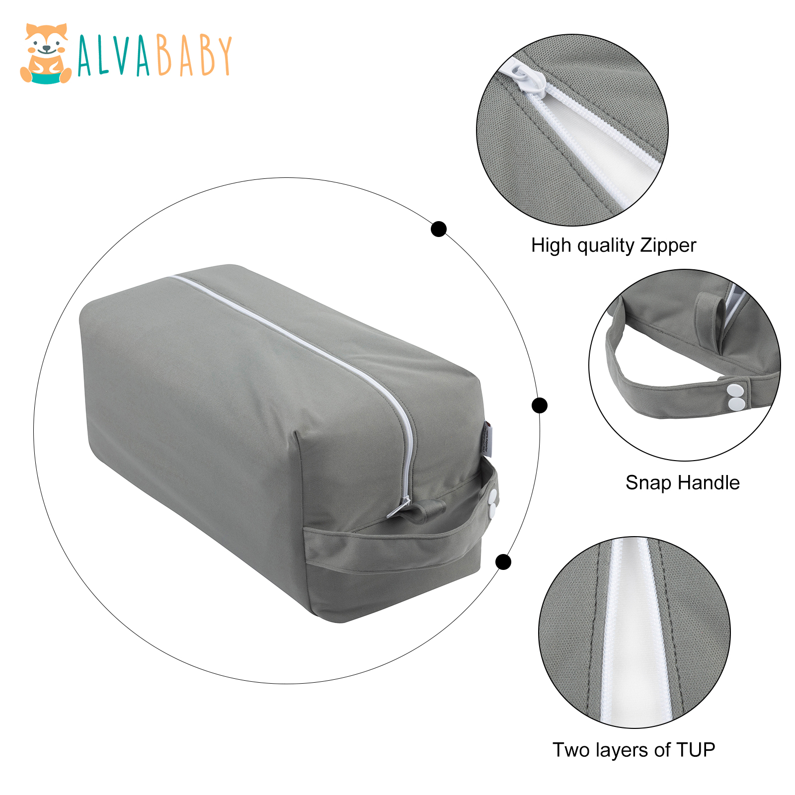 ALVABABY Diaper Pod, Waterproof Wet Bag for Daycare & Travel (Grey, LP-B29A)