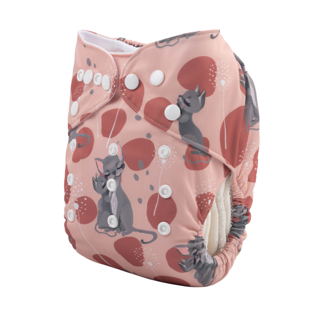 ALVABABY One Size Positioning Printed Cloth Diaper -Animals(YDP119A)