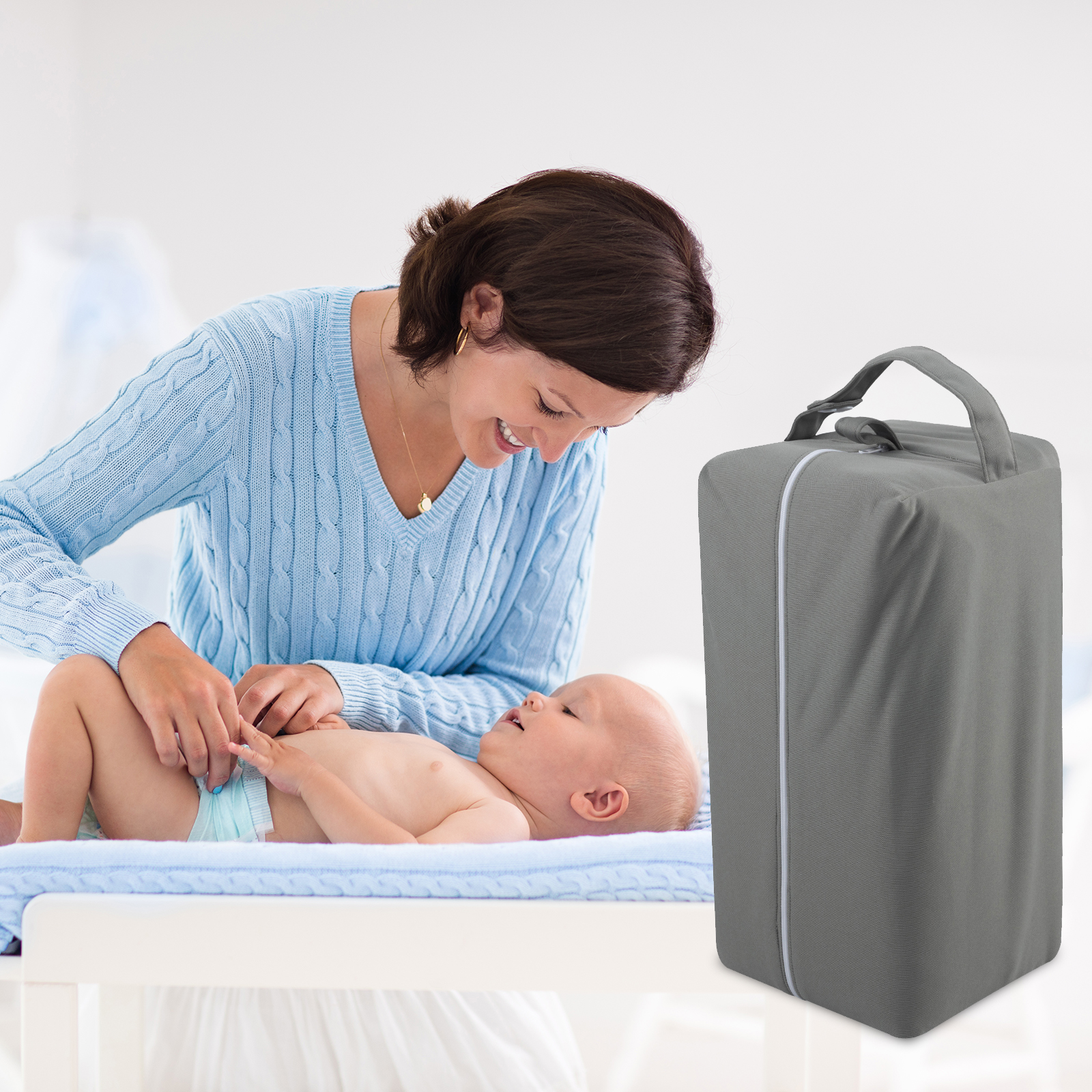 ALVABABY Diaper Pod, Waterproof Wet Bag for Daycare & Travel (Grey, LP-B29A)