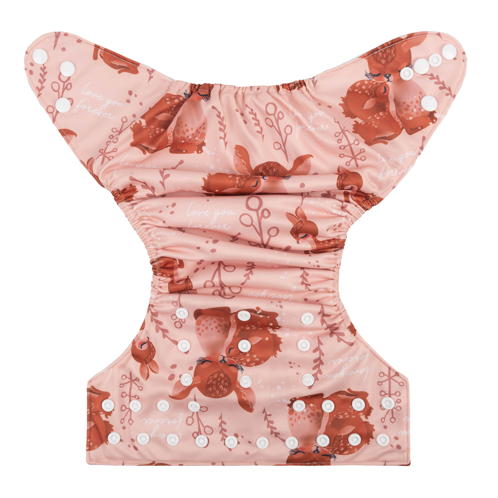 ALVABABY Positioning Cloth Diaper - One Size Adjustable Washable & Reusable Diaper for Babies and Toddlers (Fawn/Deer, YDP116A)