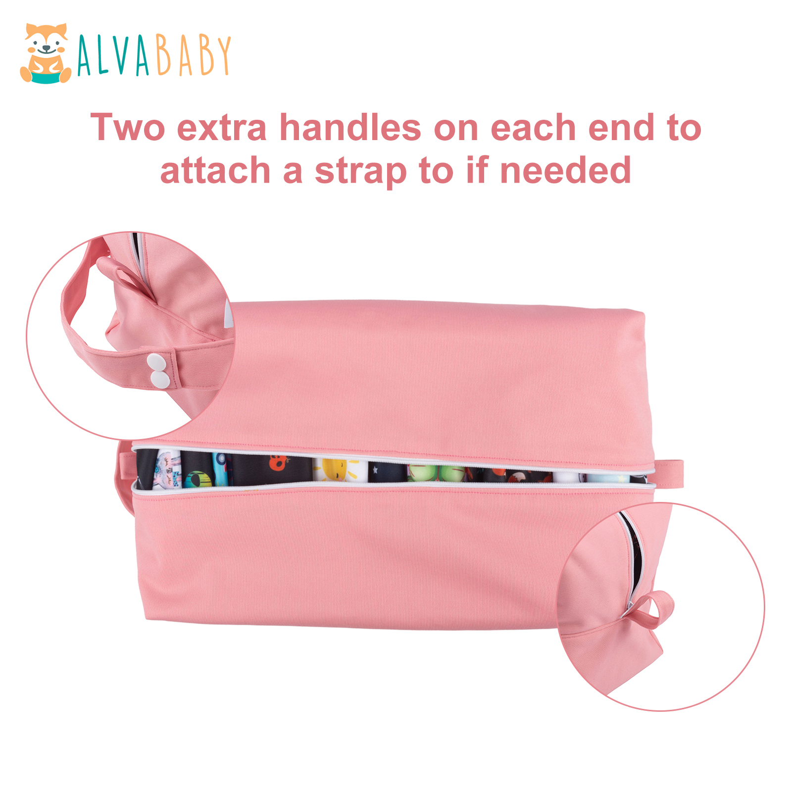 ALVABABY Diaper Pod, Waterproof Wet Bag for Daycare & Travel (Pink, LP-B16A)