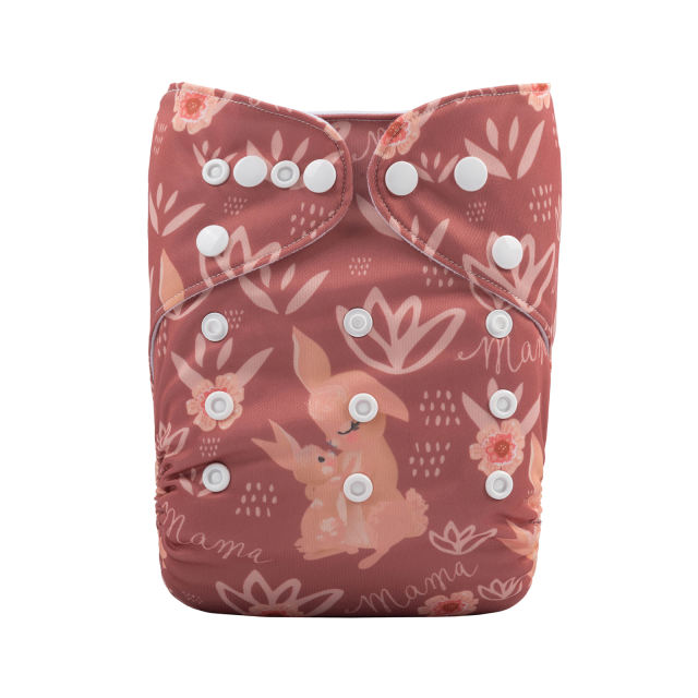 ALVABABY One Size Positioning Printed Cloth Diaper -Lovely Rabbits (YDP115A)