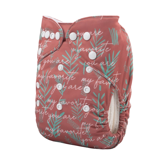 ALVABABY One Size Positioning Printed Cloth Diaper -Leaves(YDP120A)