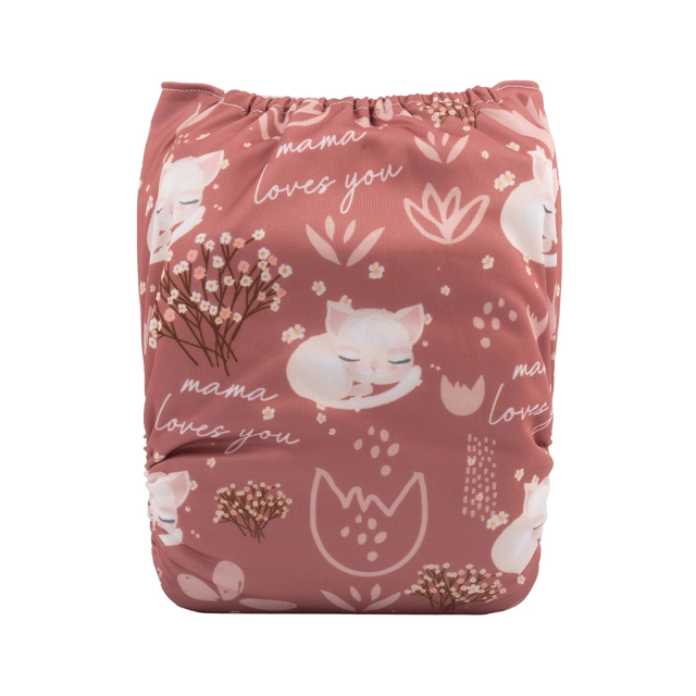 ALVABABY One Size Positioning Printed Cloth Diaper -Cute Fox(YDP117A)