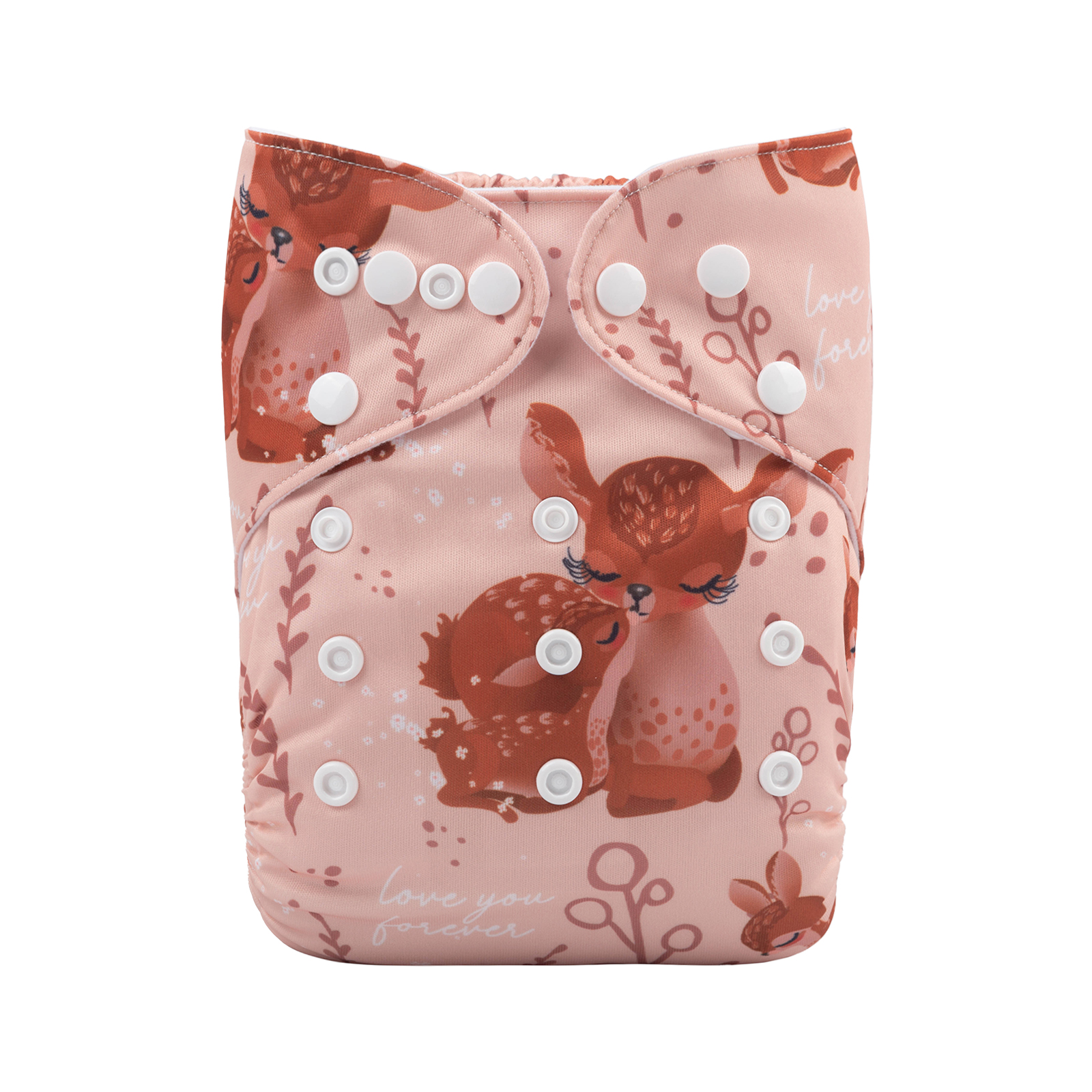 ALVABABY Positioning Cloth Diaper - One Size Adjustable Washable & Reusable Diaper for Babies and Toddlers (Fawn/Deer, YDP116A)