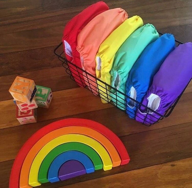 (Multi-packs) 10PCS One Size Solid Diapers with 10 inserts