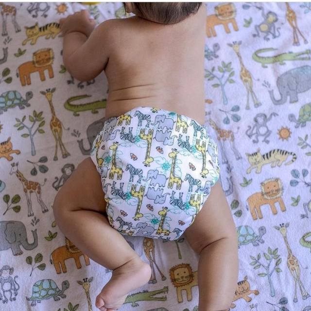 ALVABABY One Size Print Pocket Cloth Diaper -Giraffe&amp;Elephant(H268A)