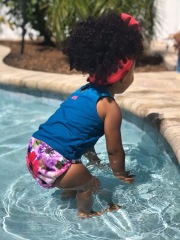 ALVABABY One Size Printed Swim Diaper -Purple flowers (SW-H065A)