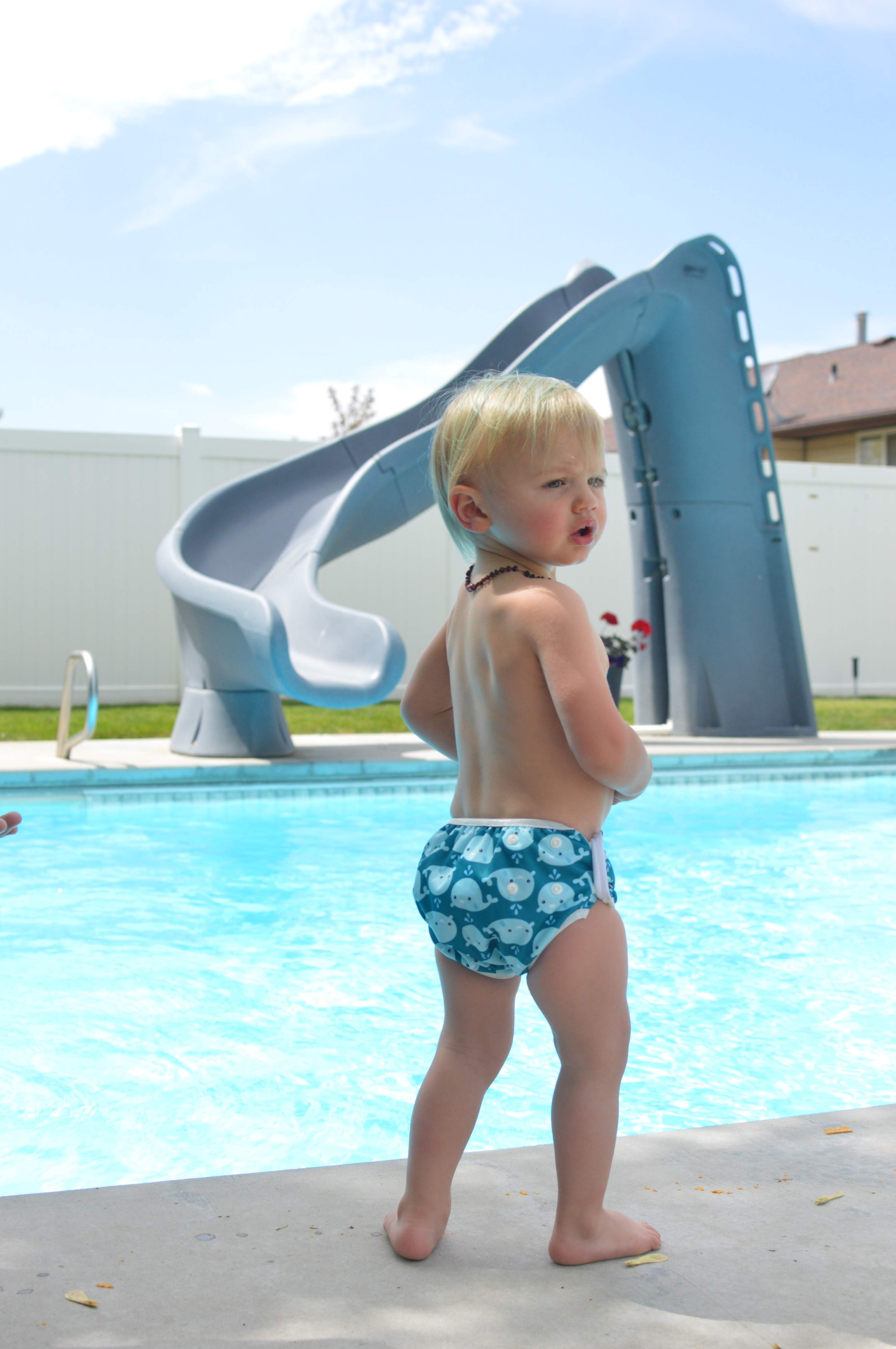 ALVABABY Reusable Swim Diaper - Adjustable One Size Swimwear for Infants & Toddlers (Cute Blue whale SW18A)