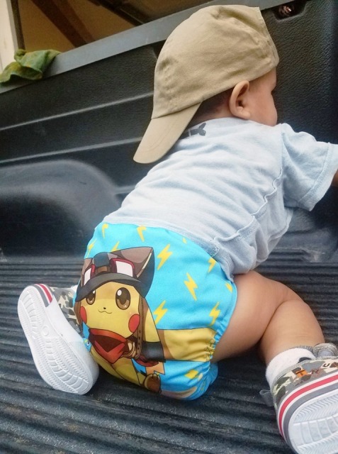 ALVABABY One Size Positioning Printed Cloth Diaper -Pikachu (YD64A)