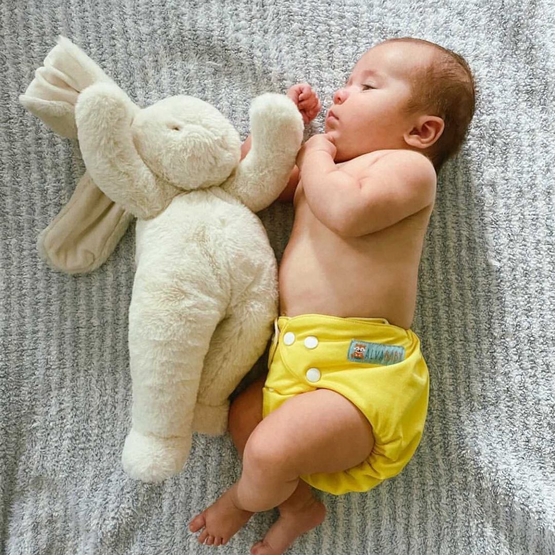 ALVABABY Solid Cloth Diaper - One Size Adjustable Washable & Reusable Diaper with Pocket for Babies (Yellow, B12A)