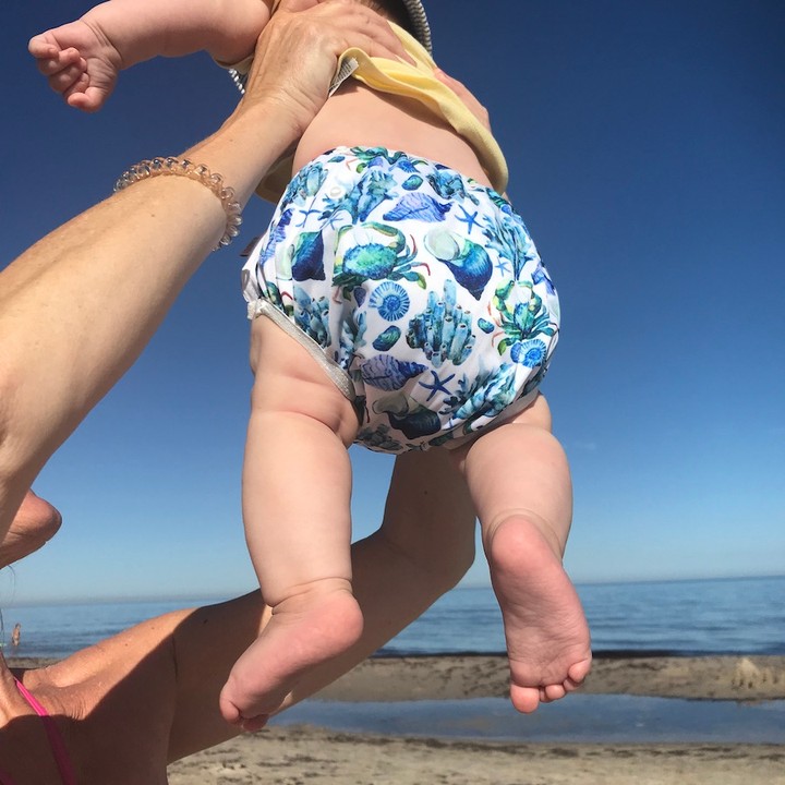 ALVABABY Reusable Swim Diaper - Adjustable One Size Swimwear for Infants & Toddlers (Sea animals SW81A)