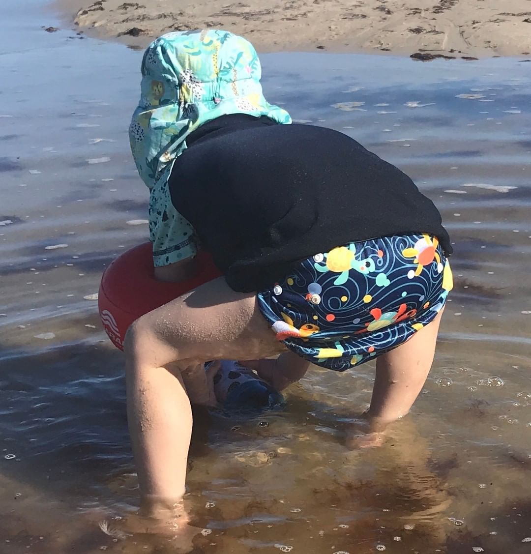 ALVABABY Reusable Swim Diaper - Adjustable One Size Swimwear for Infants & Toddlers (Turtle, SWD25A)