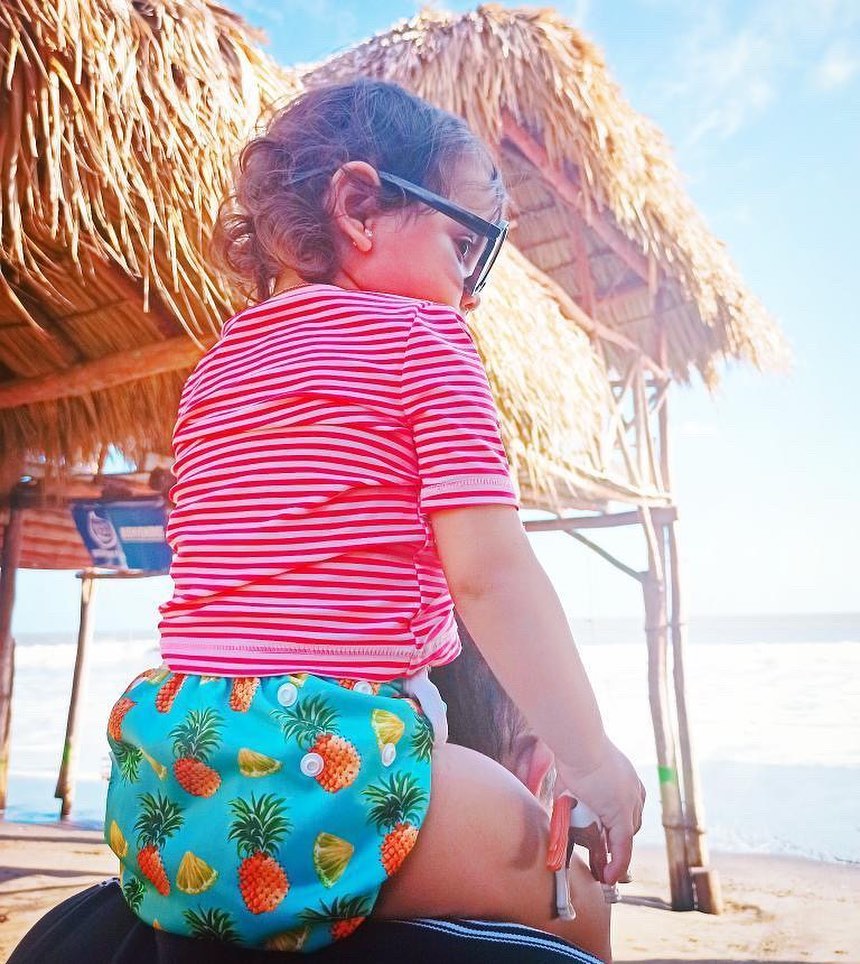 ALVABABY Reusable Swim Diaper - Adjustable One Size Swimwear for Infants & Toddlers (Pineapples, SW74A)