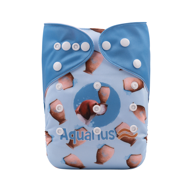 ALVABABY One Size Positioning Printed Cloth Diaper -Aquarius (YDX01A)