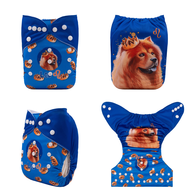 ALVABABY One Size Positioning Printed Cloth Diaper -Leo (YDX07A)