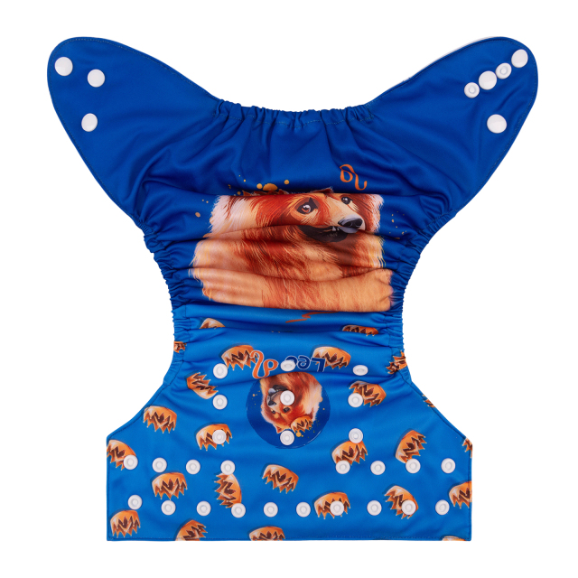 ALVABABY One Size Positioning Printed Cloth Diaper -Leo (YDX07A)