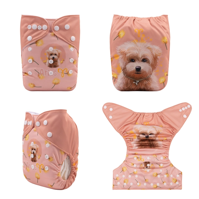 ALVABABY One Size Positioning Printed Cloth Diaper -Aries(YDX03A)