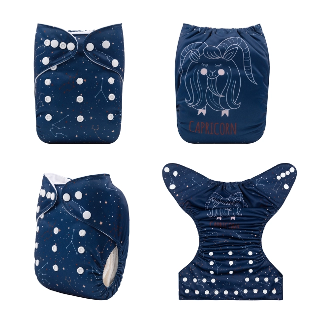 ALVABABY One Size Positioning Printed Cloth Diaper -Capricorn (YDX34A)