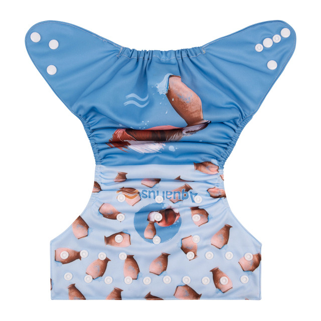 ALVABABY One Size Positioning Printed Cloth Diaper -Aquarius (YDX01A)