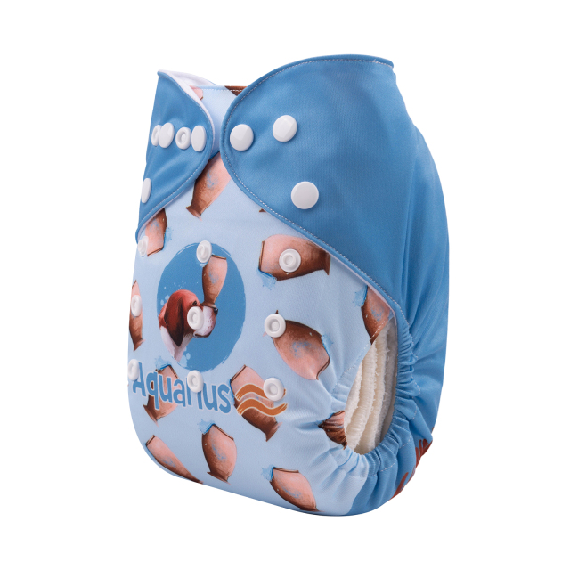 ALVABABY One Size Positioning Printed Cloth Diaper -Aquarius (YDX01A)