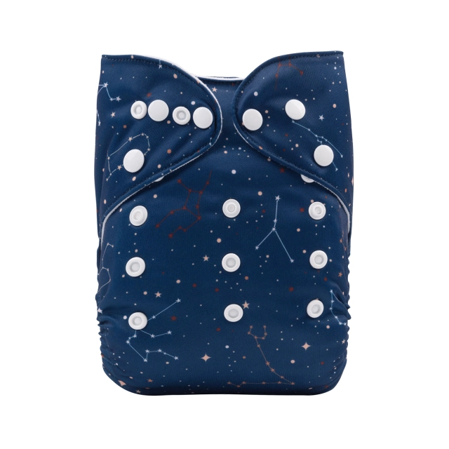 ALVABABY One Size Positioning Printed Cloth Diaper -Aquarius(YDX35A)