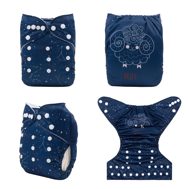 ALVABABY One Size Positioning Printed Cloth Diaper -Aries (YDX25A)