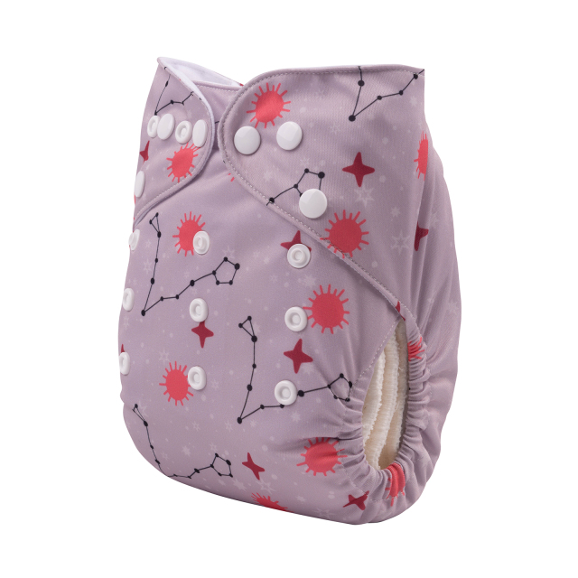 ALVABABY One Size Positioning Printed Cloth Diaper -Pisces (YDX24A)