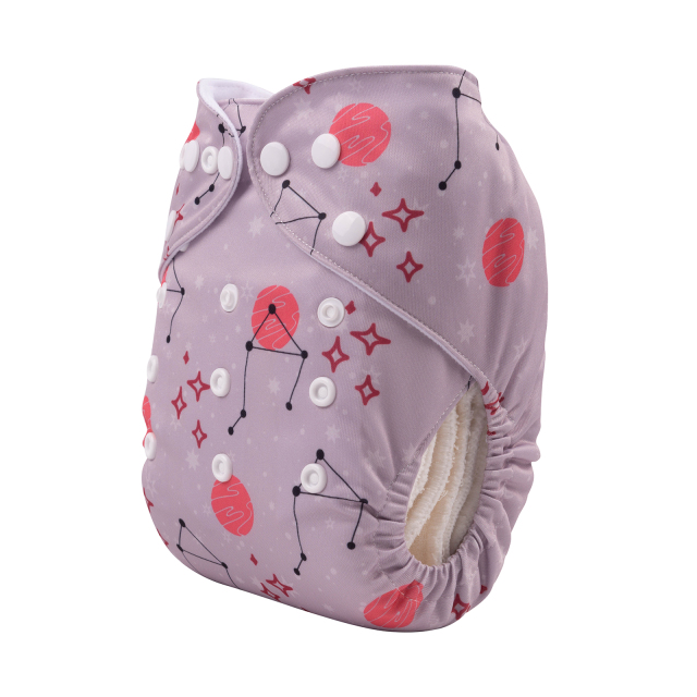 ALVABABY One Size Positioning Printed Cloth Diaper-Libra  (YDX19A)