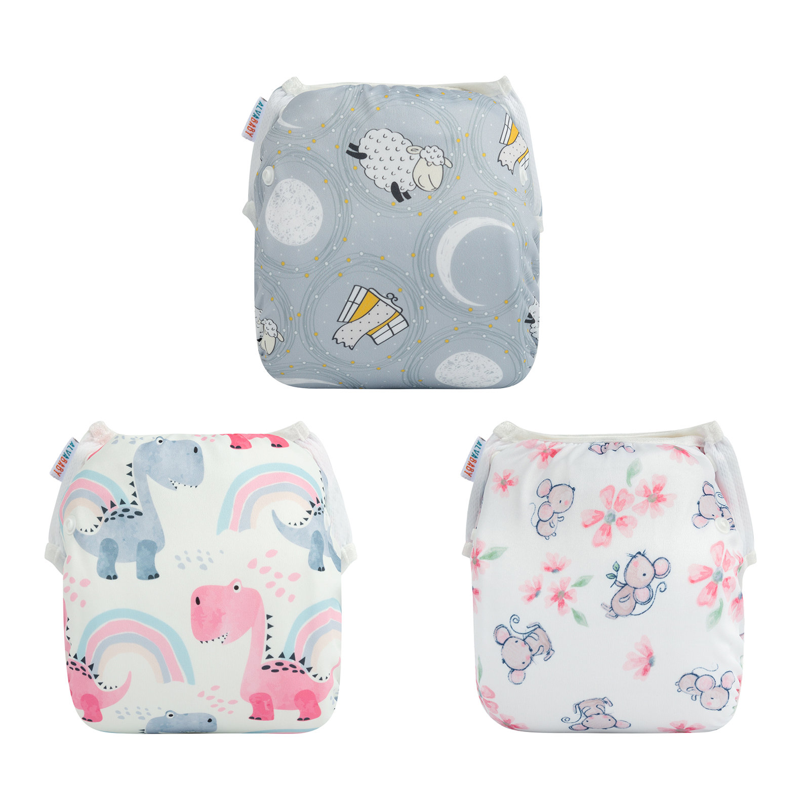 ALVABABY 3PCS Reusable Swim Diaper - Adjustable One Size Swimwear for Infants & Toddlers (3SW-WZ11)