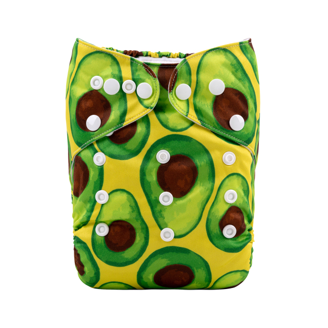 ALVABABY One Size Print Pocket Cloth Diaper- Avocado (H400A)