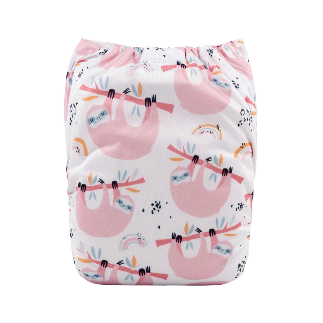 ALVABABY One Size Positioning Printed Cloth Diaper -Sloth(YDP122A)