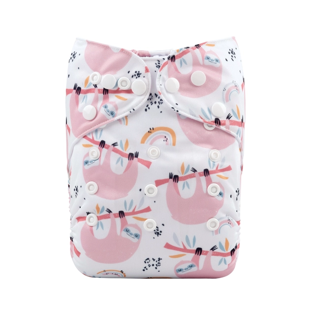 ALVABABY One Size Positioning Printed Cloth Diaper -Sloth(YDP122A)