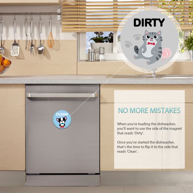 Dishwasher Magnet Dirty Clean Sign Indicator, Trendy Universal Kitchen Dish Washer Refrigerator Magnet-XWT01